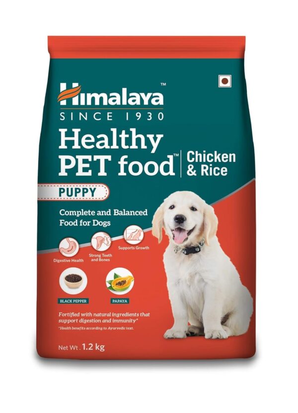 Himalaya, Wellness Company Healthy Puppy Dry Dog Food | Chicken & Rice Flavor| Contains 20+ Nutrients, Vitamins, Minerals For Complete And Balanced Food | 1.2 Kg