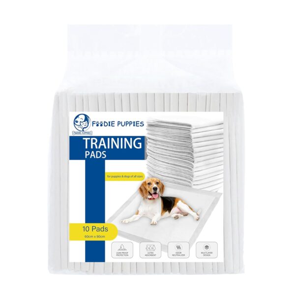 Foodie Puppies Pee & Potty Pet Training Pad for Puppies & Dogs | Leak Proof Protection | Ultra-Absorbent | Odor Neutralizer | Multilayer Design (60x90cm - 10Pcs)
