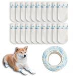 20Pcs Disposable Pets Shoes Foot Cover with Adhesive Tapes for Dog Walking Outdoor Waterproof Protector (Suitable for Less 12Kg)