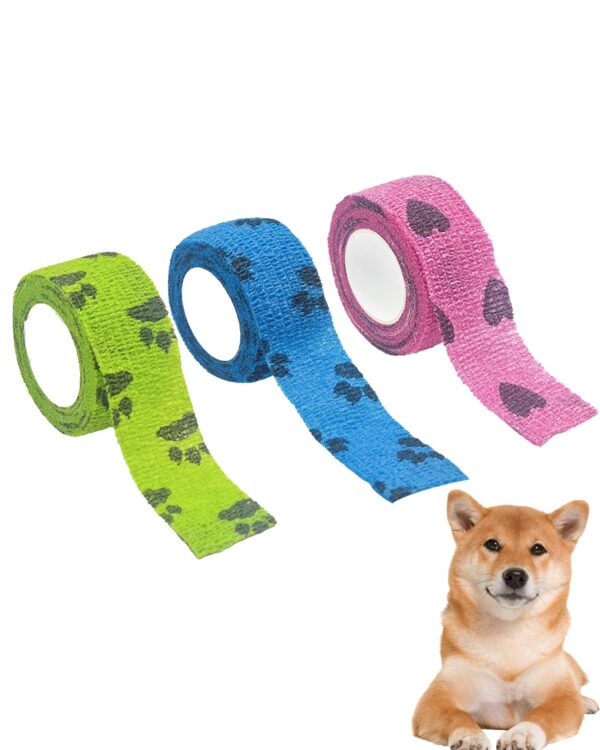 3PCS Dog Bandage, Pet Bandage, Rolls with Different Sizes, Waterproof Bandage for Wounds, Ideal for Pet Wound Care and Recovery, (2.5cm*4.5m + 5cm*4.5m + 7.5cm*4.5m)