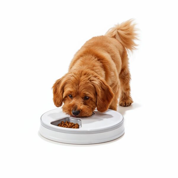 Amazon Basics Automatic Rotating Tray Pet Feeder | 6-Meal Timer | Programmable Feeding with LED Display | Portion Control for Cats & Dogs | White