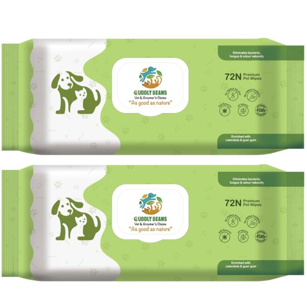 Antibacterial Pet Wipes, Large Cleaning & Odor-Controlling Grooming Wipes for Paws, Body, Butt, Eyes, Ear for All Age Dog, Cat| FDA Approved, Suitable for Puppies & Kittens, (PO2) 144N