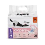 BarkButler x FOFOS Female Dog Diapers L - Dog Diapers Female, Dog Diapers Female Large (Waist Size 32-50cm, 14pcs) - White