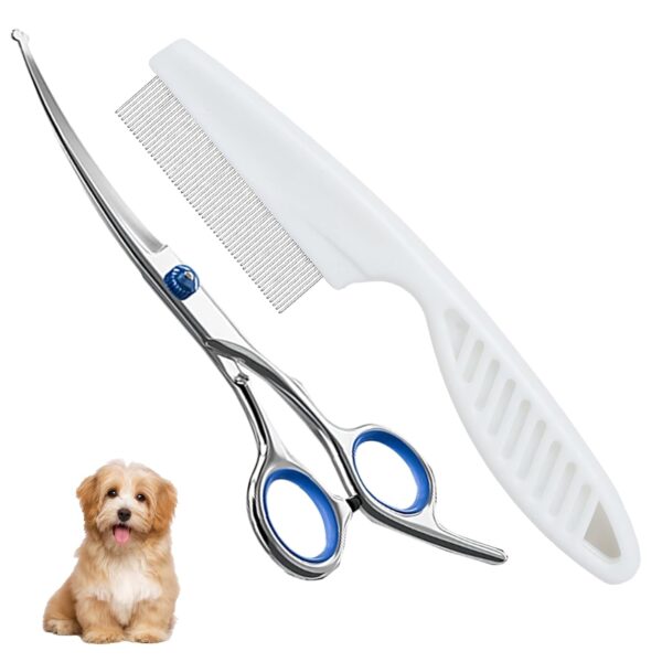 Dog Grooming Kit, Pet Grooming Kit with16cm Cat Hair Cutting Scissors and 18cm Dog Hair Brush, Professional Pet Hair Cutting Tools for Dogs and Cats, Safe and Effective Grooming Accessories