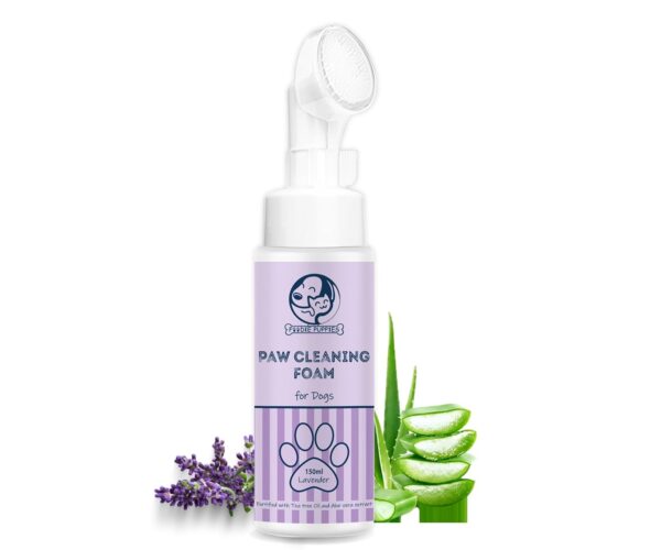 Foodie Puppies Dog Paw Cleaning Foam with Silicone Brush - (Lavender, 150ml) | Lavender Paw Cleaner for Dog Foot Scrubber Cleaning Brush | Fortified with Tea Tree Oil and Aloe Vera Extract