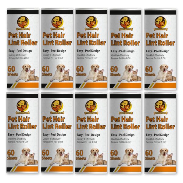 Foodie Puppies Pet Hair Remover Lint Roller Refills - (10 Refills, Total 600 Sheets) Extra Sticky Lint Roller Refills Only, 60 Sheets per Roller, Remove Dog and Cat Hair from Clothes, Furniture