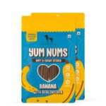 Heads Up For Tails All Life Stages Stick Yum Nums - Banana & Chicken Dog Treats | Puppy Training Treats | Dog Snacks & Treats for Small & Large Dogs | High-Protein, Soft & Chewy - 75gm | Pack of 2