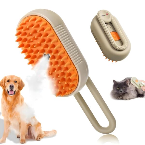 IBELL Pet Hair Brush for Dogs & Cats | Foldable Steamer Grooming Comb | Self Cleaning Lint Remover | Color Dog Hair Brush for Sofa, Clothes, Car | Grooming Kit for Persian Cat, Puppy