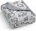 KolorFish Premium Soft Dog Blanket with Cute Paw Print, Cat Blanket Puppy Pads Supplies Dog Products Stuff Essentials (Medium 50 x 76 cm) Grey