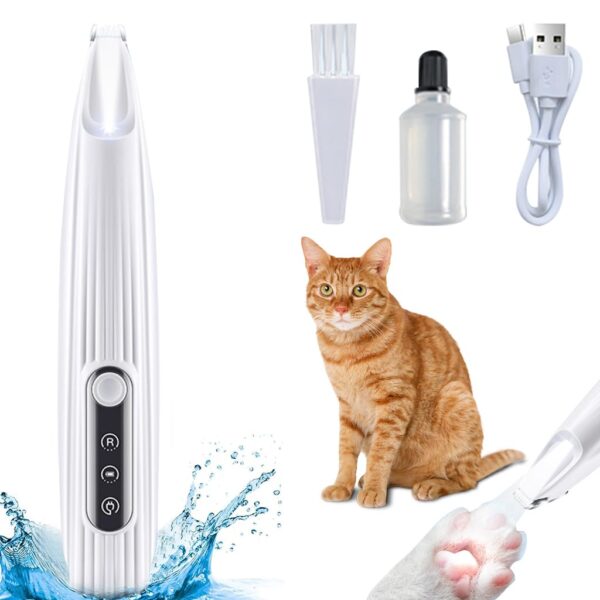 Qpets® Dog Paws Hair Trimmer with LED Pet Grooming Tool, Rechargeable & Low Noise, Safe & Easy to Use, Stainless Steel & Ceramic Blades, Ideal for Small Areas, 16CM Length Pet Grooming Trimmer