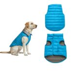 Reversible Dog Jacket – Blue & Grey Winter Wear, Warm & Lightweight, Fits Indian Spitz, Cocker Spaniel, Indie Dog Puppy, Beagle (Size: 18" Back, 65–72cm Chest Adjustable)