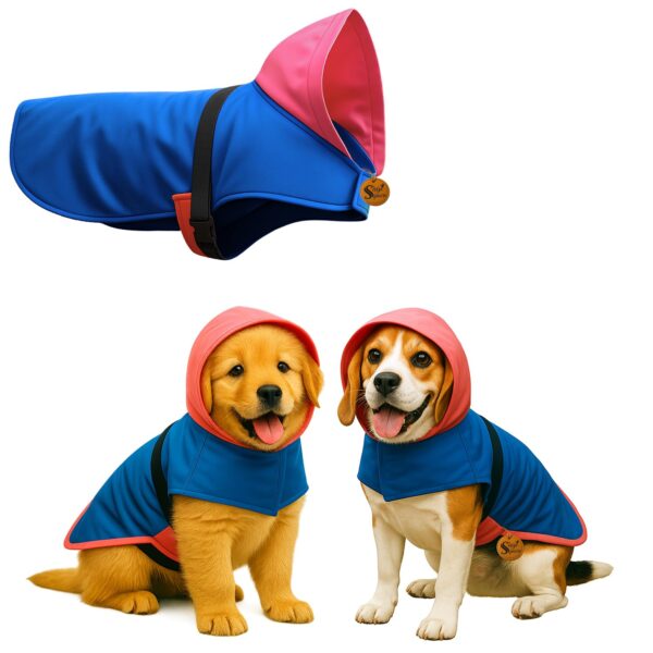 Sage Square Dog Raincoat | Waterproof Pet Jacket with Hood & Leash Hole | Lightweight & Breathable Fabric | Adjustable Strap | Coat Protects Against Rain, Mud, Ticks & Fleas (20Inch) (Medium)